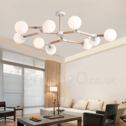 Nordic Modern Magic Bean Holz Molekular Kronleuchter aus Holz mit Glasschirmen