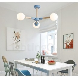 Nordic Modern Magic Bean Holz Molekular Kronleuchter aus Holz mit Glasschirmen