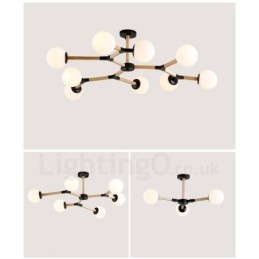 Nordic Modern Magic Bean Holz Molekular Kronleuchter aus Holz mit Glasschirmen