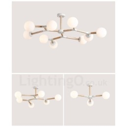 Nordic Modern Magic Bean Holz Molekular Kronleuchter aus Holz mit Glasschirmen