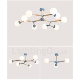 Nordic Modern Magic Bean Holz Molekular Kronleuchter aus Holz mit Glasschirmen