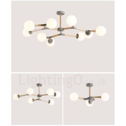 Nordic Modern Magic Bean Holz Molekular Kronleuchter aus Holz mit Glasschirmen