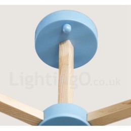 Nordic Modern Magic Bean Holz Molekular Kronleuchter aus Holz mit Glasschirmen