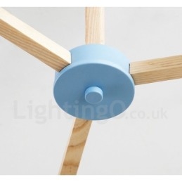 Nordic Modern Magic Bean Holz Molekular Kronleuchter aus Holz mit Glasschirmen