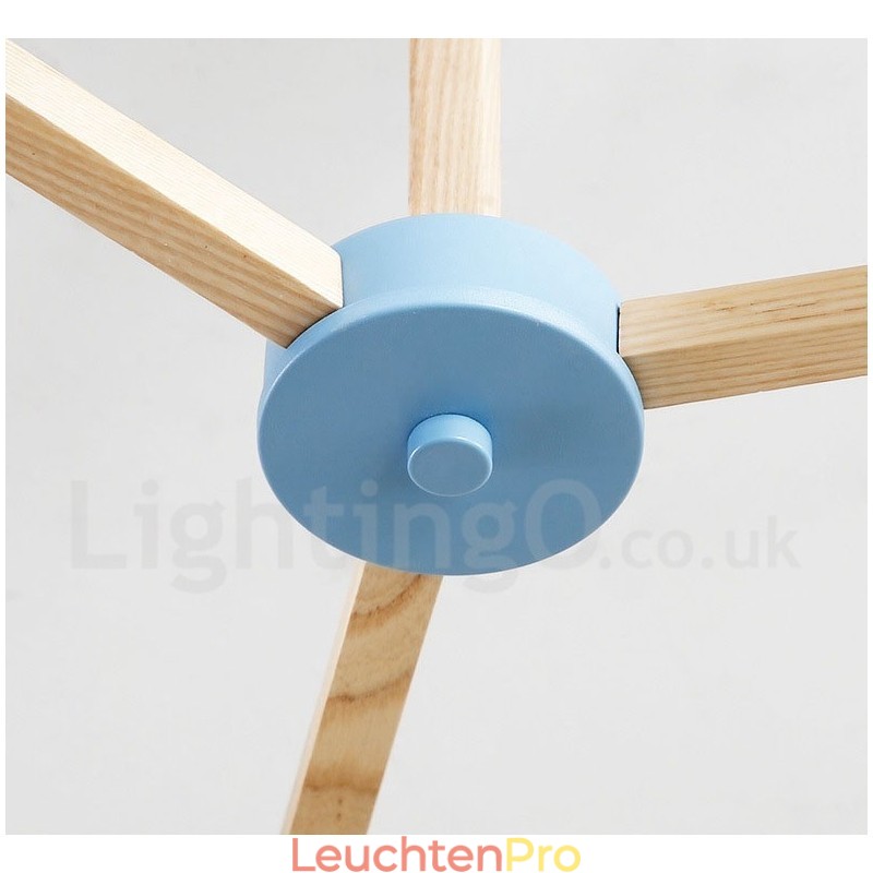 Nordic Modern Magic Bean Holz Molekular Kronleuchter aus Holz mit Glasschirmen