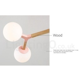 Nordic Modern Magic Bean Holz Molekular Kronleuchter aus Holz mit Glasschirmen