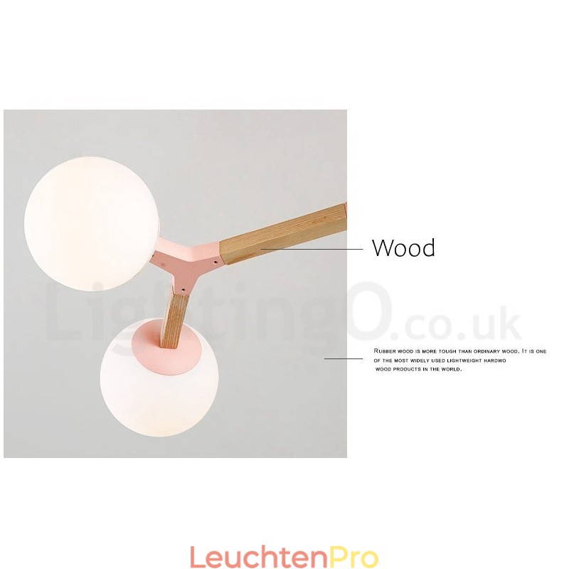Nordic Modern Magic Bean Holz Molekular Kronleuchter aus Holz mit Glasschirmen