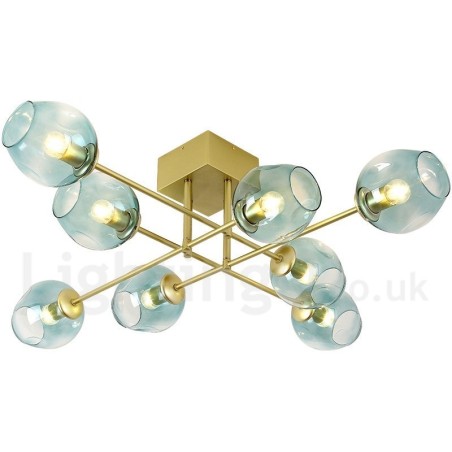 Rustikaler Lodge-Kronleuchter aus Edelstahl mit 8 Lichtern und klaren oder blauen Glasschirmen Rustikaler Lodge-Kronleuchter aus Edelstahl mit 8 Lichtern und klaren oder blauen Glasschirmen