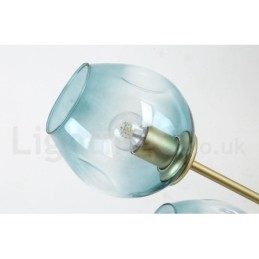 Rustikaler Lodge-Kronleuchter aus Edelstahl mit 8 Lichtern und klaren oder blauen Glasschirmen