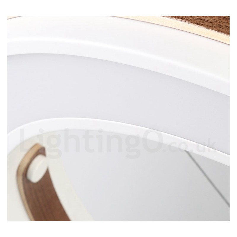 Moderne Pendelleuchte mit Acrylschirm, Ring in mehreren Holzfarben