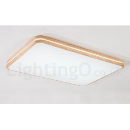 Dimmbares Rechteck aus Holz mit Linse, moderne, zeitgenössische Deckenleuchte im nordischen Stil, bündig montierte Deckenleuchte aus Holz mit Acrylschirm und Fernbedienung, kann auch als Wandleuchte verwendet werden