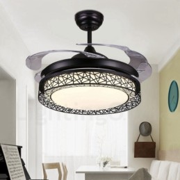 108 cm (42 Zoll) 91 cm (36 Zoll) Moderner zeitgenössischer Deckenventilator mit Fernbedienung, hohler Deckenventilator mit Acrylschirm, stummgeschaltetem Motor aus reinem Kupfer