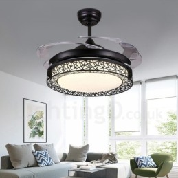 108 cm (42 Zoll) 91 cm (36 Zoll) Moderner zeitgenössischer Deckenventilator mit Fernbedienung, hohler Deckenventilator mit Acrylschirm, stummgeschaltetem Motor aus reinem Kupfer