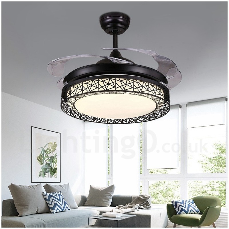 108 cm (42 Zoll) 91 cm (36 Zoll) Moderner zeitgenössischer Deckenventilator mit Fernbedienung, hohler Deckenventilator mit Acrylschirm, stummgeschaltetem Motor aus reinem Kupfer
