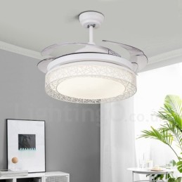 108 cm (42 Zoll) 91 cm (36 Zoll) Moderner zeitgenössischer Deckenventilator mit Fernbedienung, hohler Deckenventilator mit Acrylschirm, stummgeschaltetem Motor aus reinem Kupfer