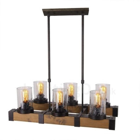 6 Licht Vintage Holz Kronleuchter Industrielle Wind Loft Holz Linear Anhänger Beleuchtung 6 Licht Vintage Holz Kronleuchter Industrielle Wind Loft Holz Linear Anhänger Beleuchtung