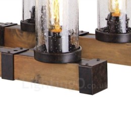 6 Licht Vintage Holz Kronleuchter Industrielle Wind Loft Holz Linear Anhänger Beleuchtung