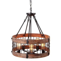 5 Licht Trommel Vintage Holz Kronleuchter Industrielle Wind Loft Holz Linear Anhänger Beleuchtung