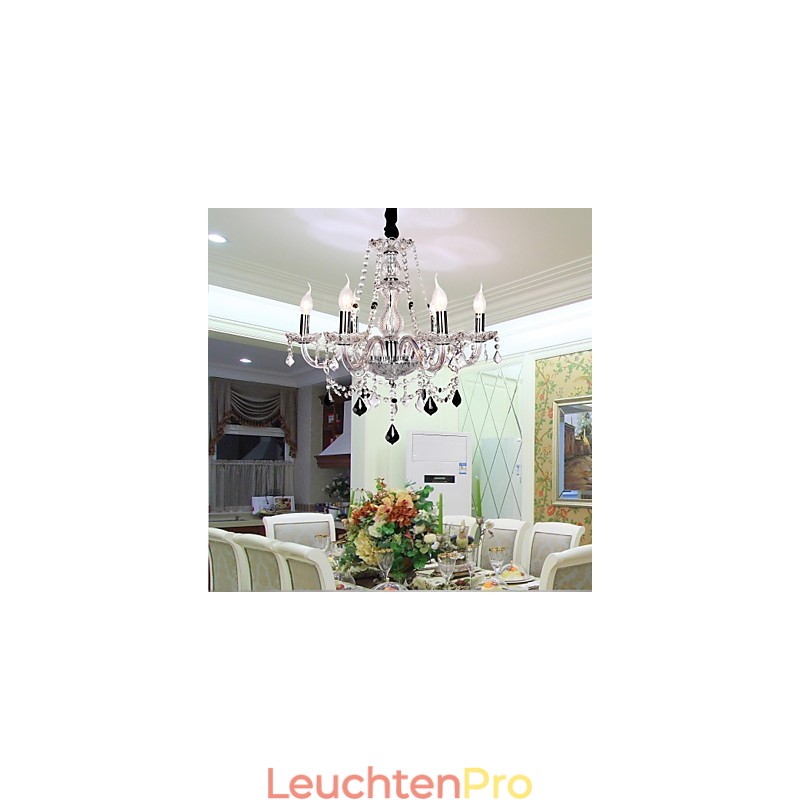 Luxus-Kronleuchter mit 6 Lichtern und Kerze