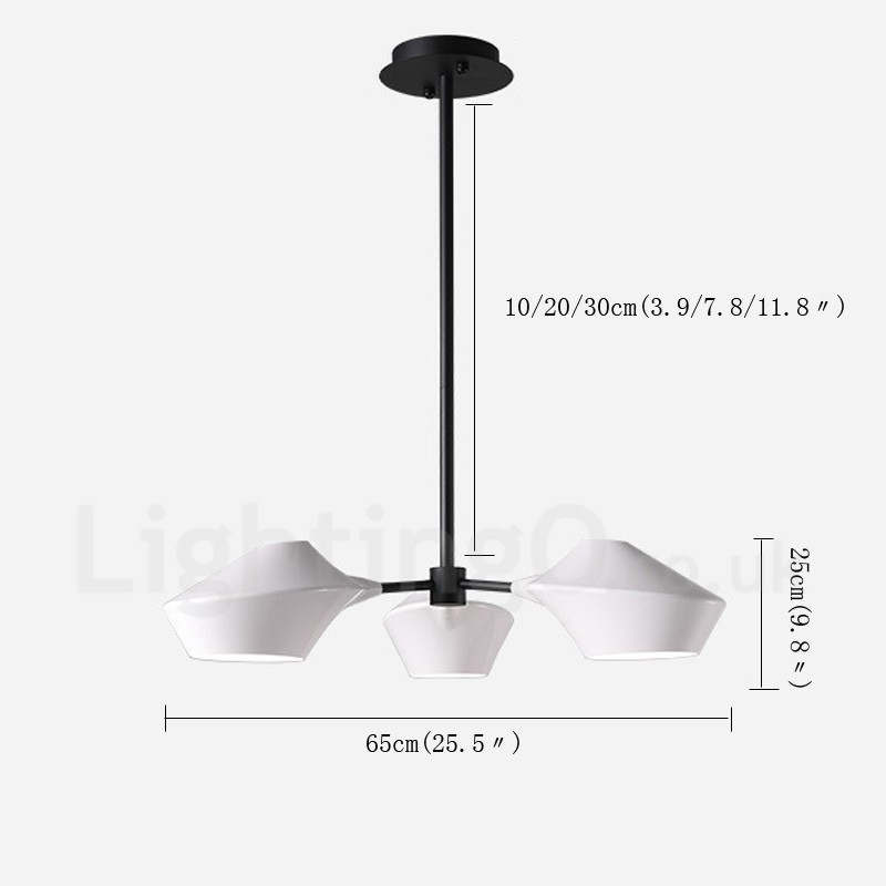 Linearer Retro-Kronleuchter mit 3 Lichtern und Acrylschirmen für den Außenbereich, Garage