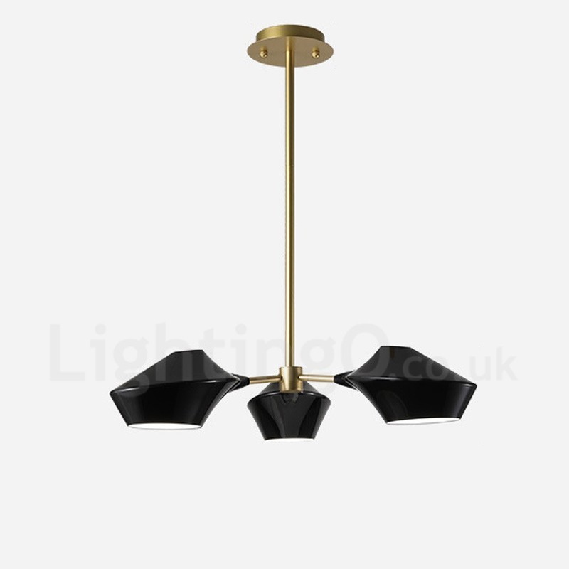 Linearer Retro-Kronleuchter mit 3 Lichtern und Acrylschirmen für den Außenbereich, Garage
