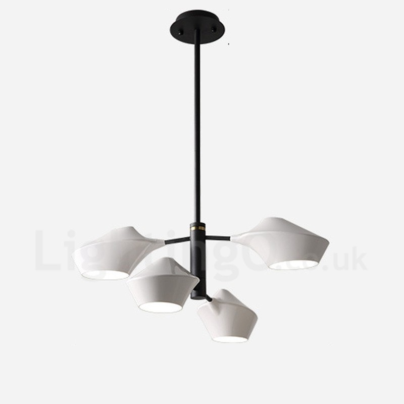 Zweistufiger linearer Retro-Kronleuchter mit 4 Lichtern und Acrylschirmen für den Außenbereich, Garage