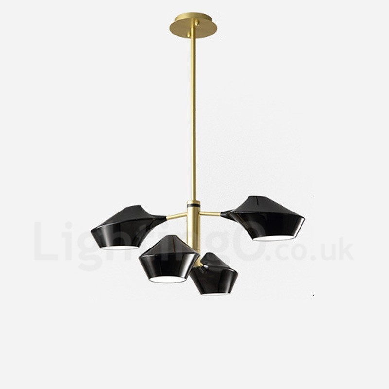 Zweistufiger linearer Retro-Kronleuchter mit 4 Lichtern und Acrylschirmen für den Außenbereich, Garage