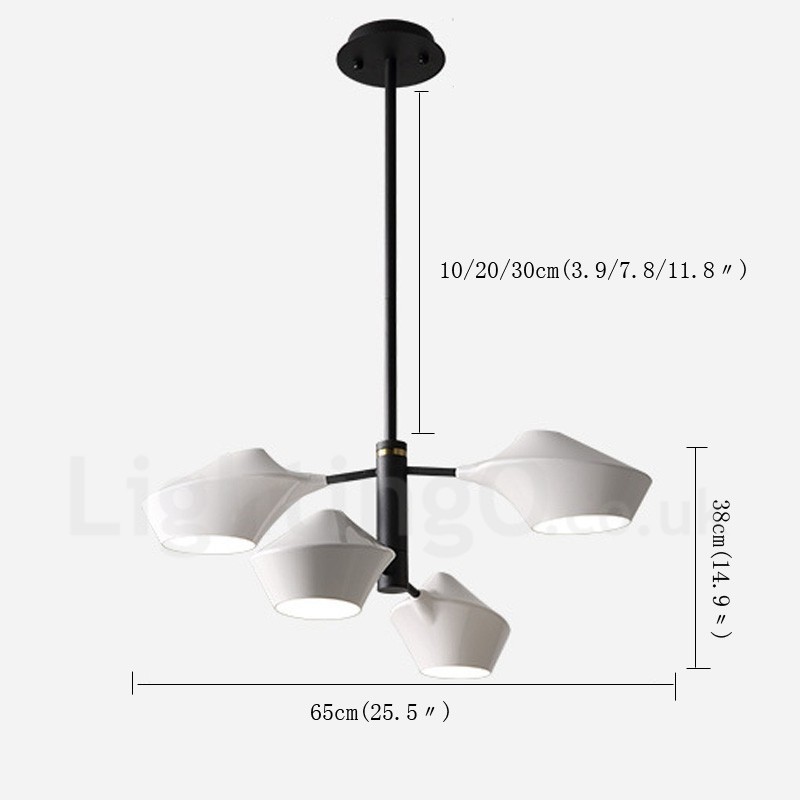 Zweistufiger linearer Retro-Kronleuchter mit 4 Lichtern und Acrylschirmen für den Außenbereich, Garage