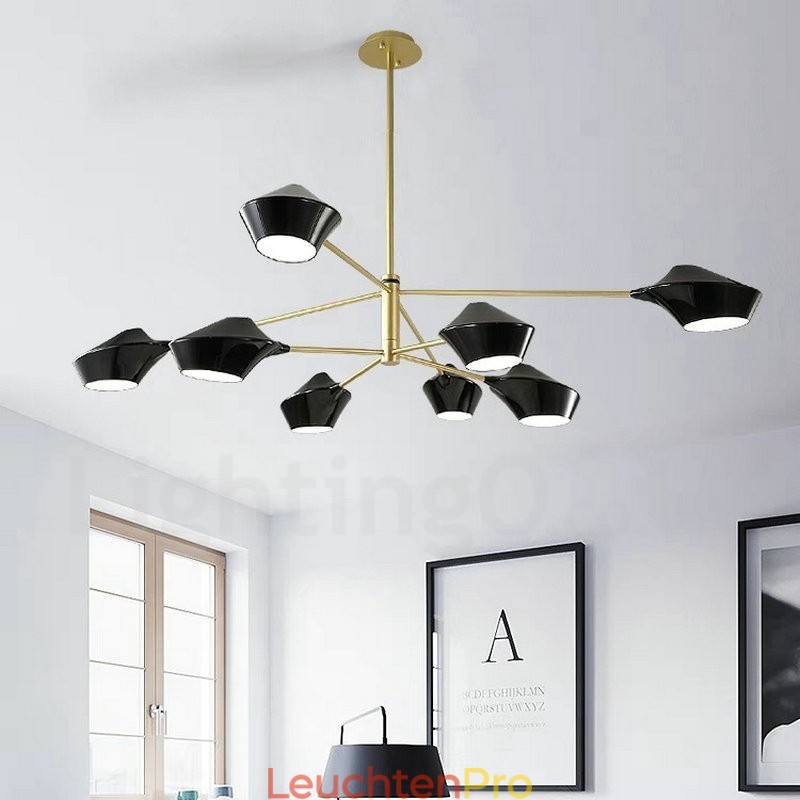 Zweistufiger, mehrfarbiger, linearer Retro-Kronleuchter mit 8 Lichtern und Acrylschirmen für den Außenbereich, Garage