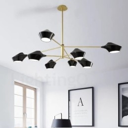 Zweistufiger, mehrfarbiger, linearer Retro-Kronleuchter mit 8 Lichtern und Acrylschirmen für den Außenbereich, Garage