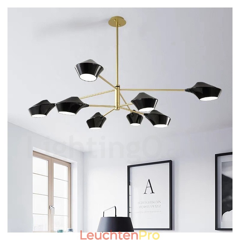 Zweistufiger, mehrfarbiger, linearer Retro-Kronleuchter mit 8 Lichtern und Acrylschirmen für den Außenbereich, Garage