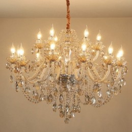 18 (12+6) Lichter Cognac Farbe Eleganter Kristall Kerzenleuchter
