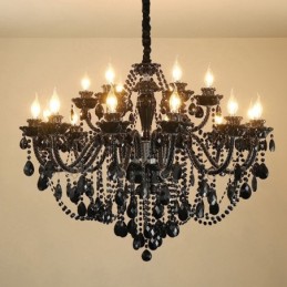 18 (12+6) Lichter Schwarzer Eleganter Kristallkerzenleuchter
