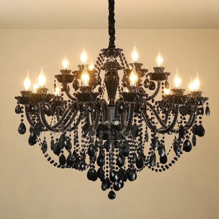 18 (12+6) Lichter Schwarzer Eleganter Kristallkerzenleuchter 18 (12+6) Lichter Schwarzer Eleganter Kristallkerzenleuchter