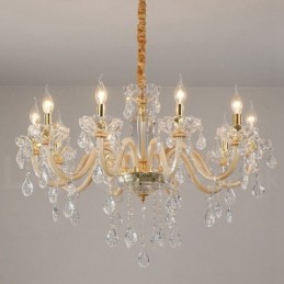 Goldener Kronleuchter mit Kerzenleuchter aus klarem Kristall