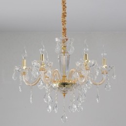 Goldener Kronleuchter mit Kerzenleuchter aus klarem Kristall
