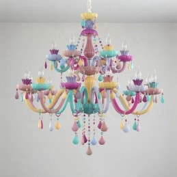 Macaron 18 (12+6) Lichter Kronleuchter mit mehrfarbiger Kristallkerze im Mini-Stil für Kinder