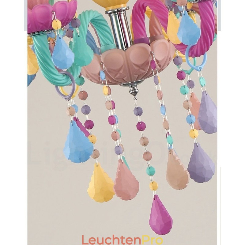 Macaron 18 (12+6) Lichter Kronleuchter mit mehrfarbiger Kristallkerze im Mini-Stil für Kinder