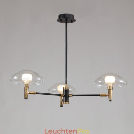 Kronleuchter im Mini-Stil mit 3 Lichtern, galvanisierter Lackierung und Glasschirmen Kronleuchter im Mini-Stil mit 3 Lichtern, galvanisierter Lackierung und Glasschirmen