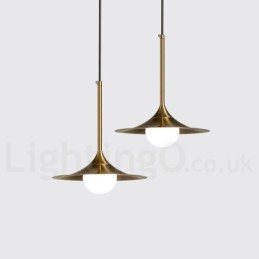 Pendelleuchte im Industriestil, 1 Licht, goldfarben, Mini-Stil, galvanisch lackiert, mit Glasschirm