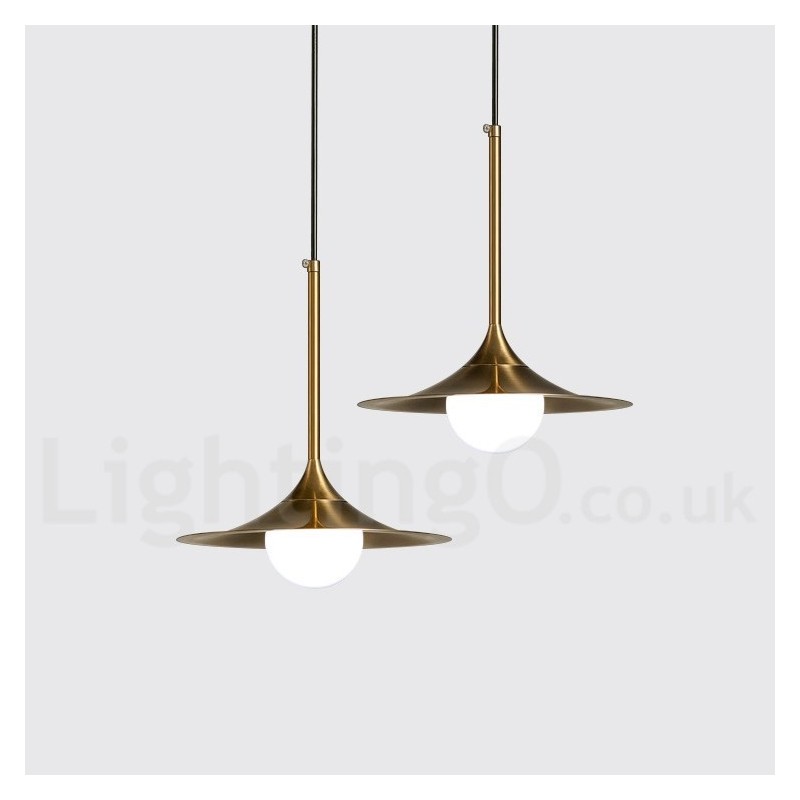 Pendelleuchte im Industriestil, 1 Licht, goldfarben, Mini-Stil, galvanisch lackiert, mit Glasschirm