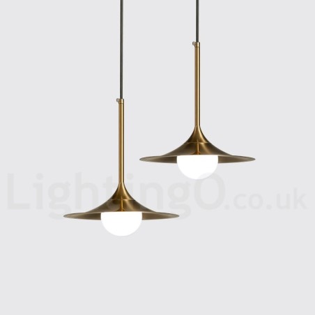 Pendelleuchte im Industriestil, 1 Licht, goldfarben, Mini-Stil, galvanisch lackiert, mit Glasschirm Pendelleuchte im Industriestil, 1 Licht, goldfarben, Mini-Stil, galvanisch lackiert, mit Glasschirm