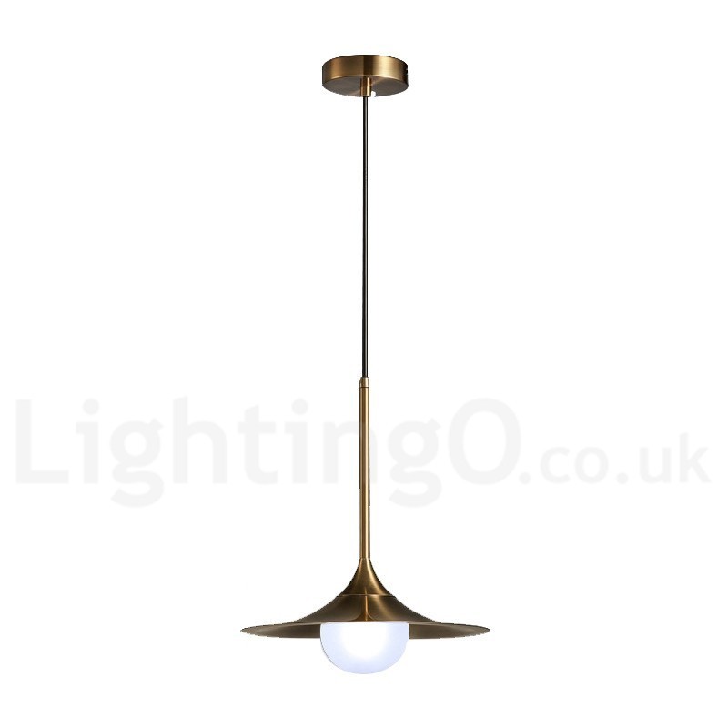 Pendelleuchte im Industriestil, 1 Licht, goldfarben, Mini-Stil, galvanisch lackiert, mit Glasschirm