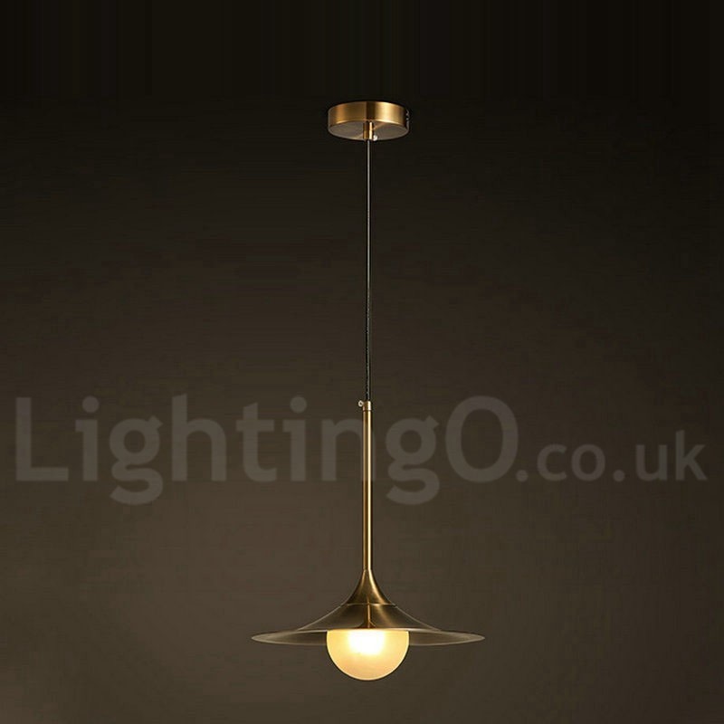 Pendelleuchte im Industriestil, 1 Licht, goldfarben, Mini-Stil, galvanisch lackiert, mit Glasschirm