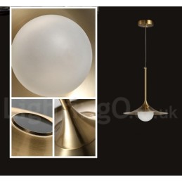 Pendelleuchte im Industriestil, 1 Licht, goldfarben, Mini-Stil, galvanisch lackiert, mit Glasschirm