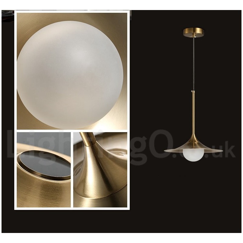 Pendelleuchte im Industriestil, 1 Licht, goldfarben, Mini-Stil, galvanisch lackiert, mit Glasschirm
