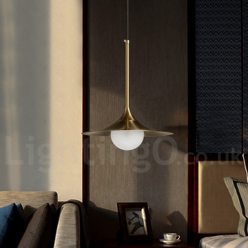 Pendelleuchte im Industriestil, 1 Licht, goldfarben, Mini-Stil, galvanisch lackiert, mit Glasschirm