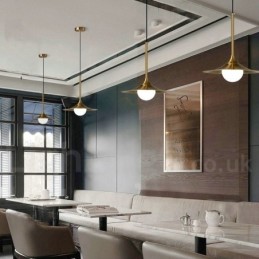 Pendelleuchte im Industriestil, 1 Licht, goldfarben, Mini-Stil, galvanisch lackiert, mit Glasschirm