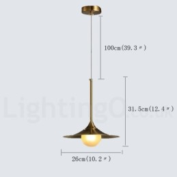 Pendelleuchte im Industriestil, 1 Licht, goldfarben, Mini-Stil, galvanisch lackiert, mit Glasschirm