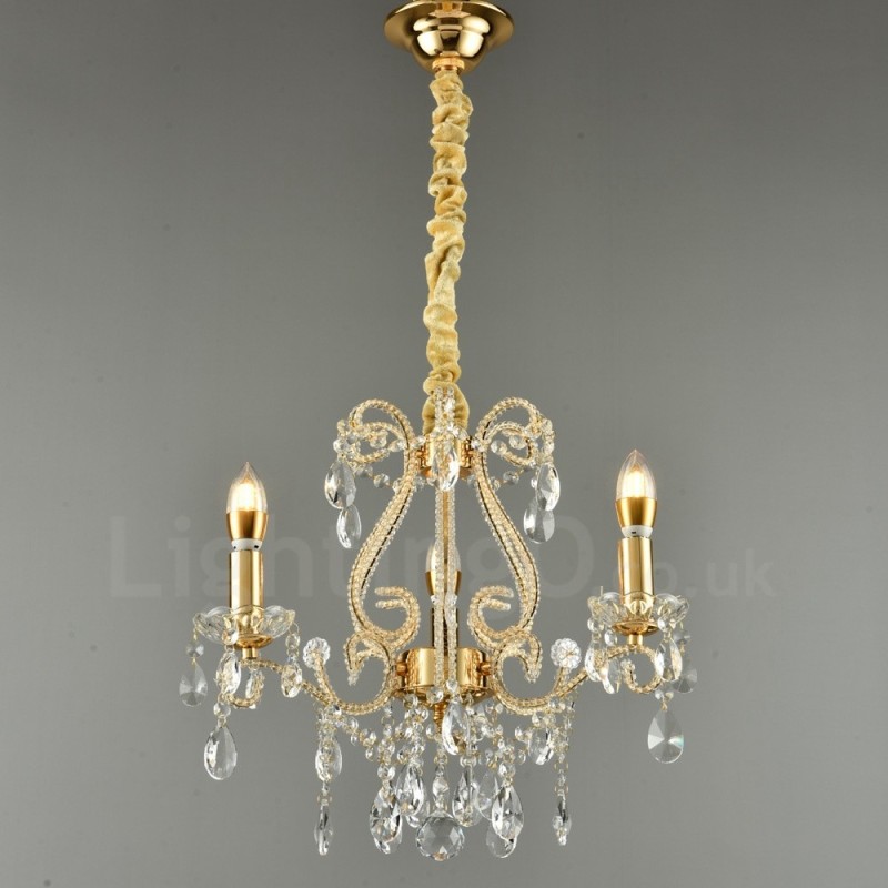 3 Licht Gold Silber Amerikanischen Stil Kristall Anhänger Kronleuchter Licht Shop